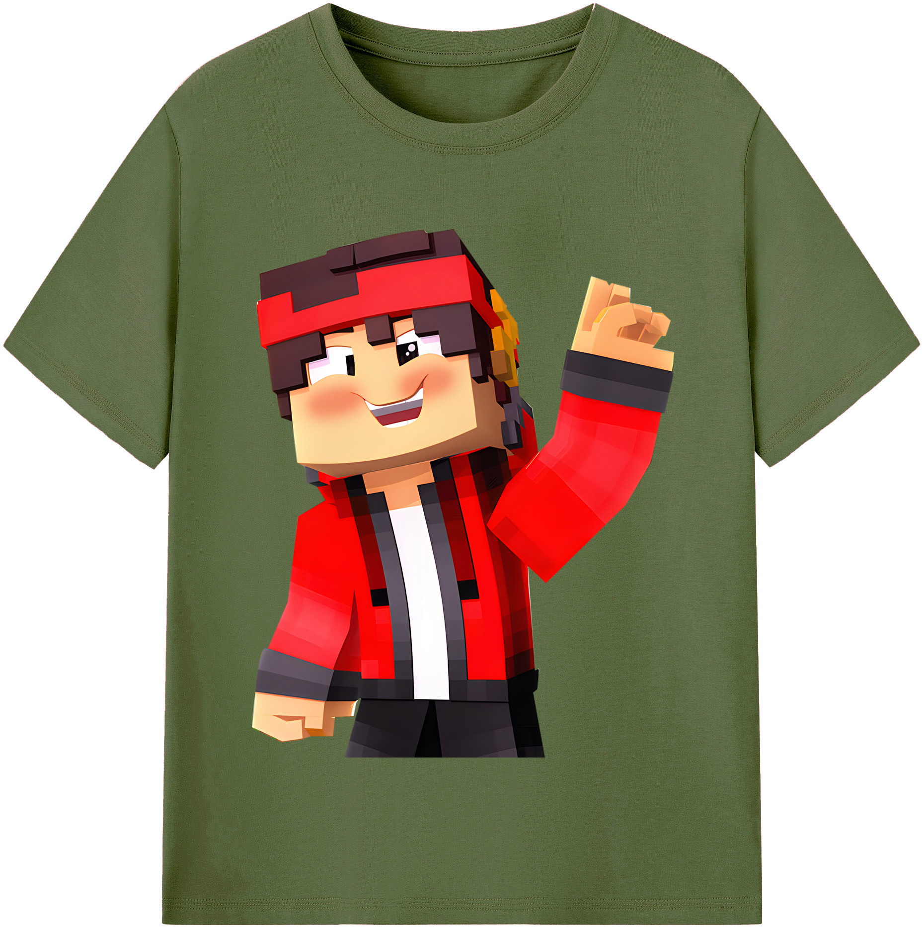 （画像用） マインクラフト ブロックの世界 Minecraft MC Block world 綿100％半袖Tシャツ（フロントプリント）